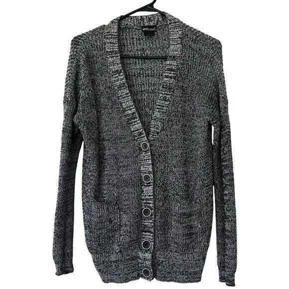 Vintage Wet Seal cardigan button up knit sweater Y2K goth grunge dark academia S - Picture 1 of 8